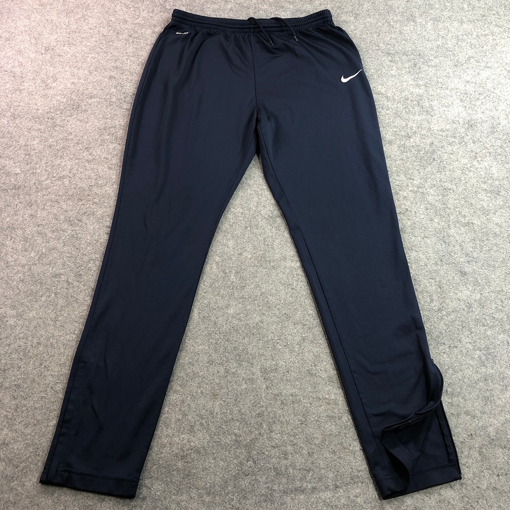 Nike Mens Track Pants Large Navy Blue Dri-FIT Ankle Zip Athletic Training Gym